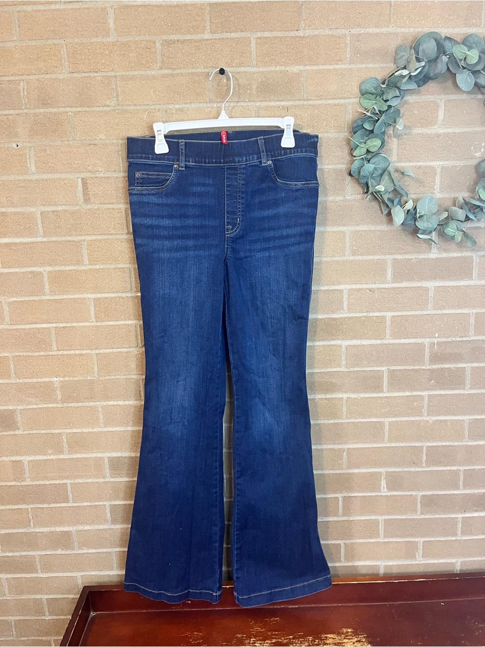 SPANX Dark Blue High-Rise Flare Jeans